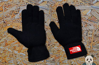 Рукавички зимові теплі флісові якісні чорні The North Face Gloves