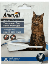 Краплі спот-він AnimAll ВетЛайн від бліх та кліщів для котів 4-8кг (1мл)