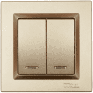 Выключатель двойной с подсветкой Luxel JAZZ (9606) бронзовый - фото 1 - id-p1326403999