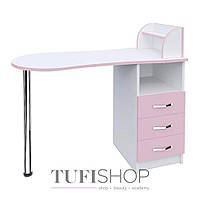 Маникюрный стол "Естет №3" MAX, белый с розовым
