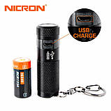 Кишеньковий ліхтар Nicron B10+Aкумулятор 16340 (200LM, Cree XP-E2 R3, USB) мініліхтарик із роторним керуванням, фото 7