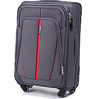 Текстильный дорожний серый чемодан на колесах размера S ручная кладь WINGS чемодан в дорогу ручная кладь