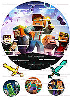 Вафельна картинка №1 майнкрафт кругла на торт для торта харчовий друк їстівний папір