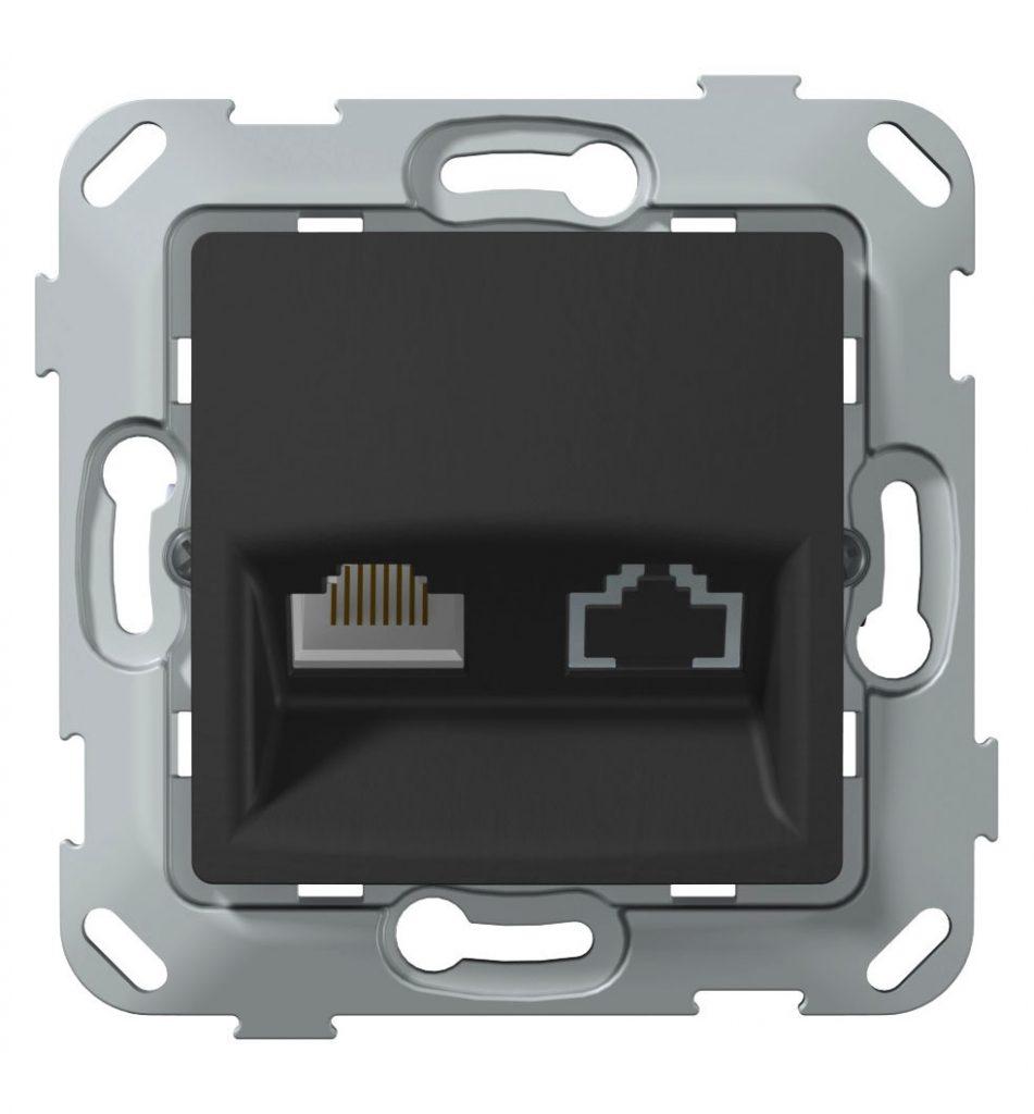 PLK0731241 Механізм розетки комп.RJ45 1-ної PLANK Electrotec, антрацит, фото 1