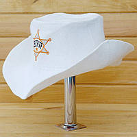 Банная шапка модельная из натурального войлока "Шериф" белая (СF-F-SHW)