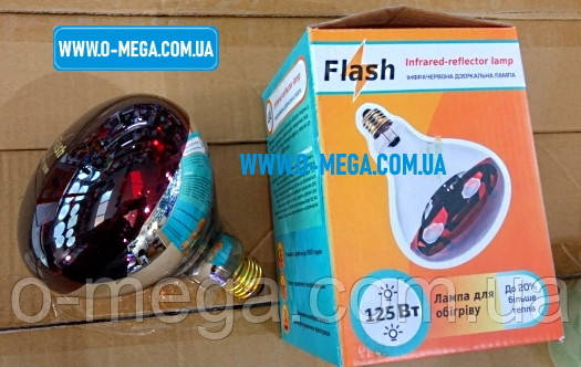 Лампа розжарювання ІКЗК 125W, 220V, E27/5000h (інфрачервона дзеркальна лампа) наполовину червона