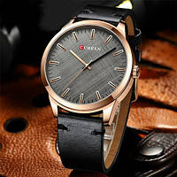 Наручные часы кварцевые с ремешком классические мужские Curren 8386 Black-Gold-Gray