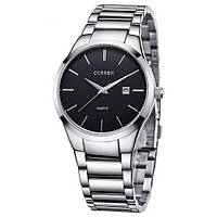 Чоловічі наручні годинники Curren сталевий браслет мінеральне скло 8106 Silver-Black
