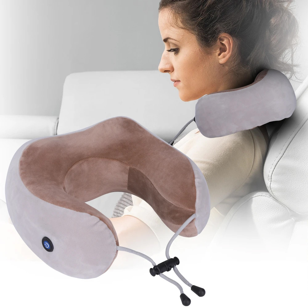 Масажна подушка з вібрацією ефектом пам'яті підкова U-подібна Upgrade Vibration Pillow віброподушка масажер