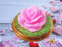 Сувенирное мыло ручной работы подарок в красивой упаковке "Роза в куполе" Розовый