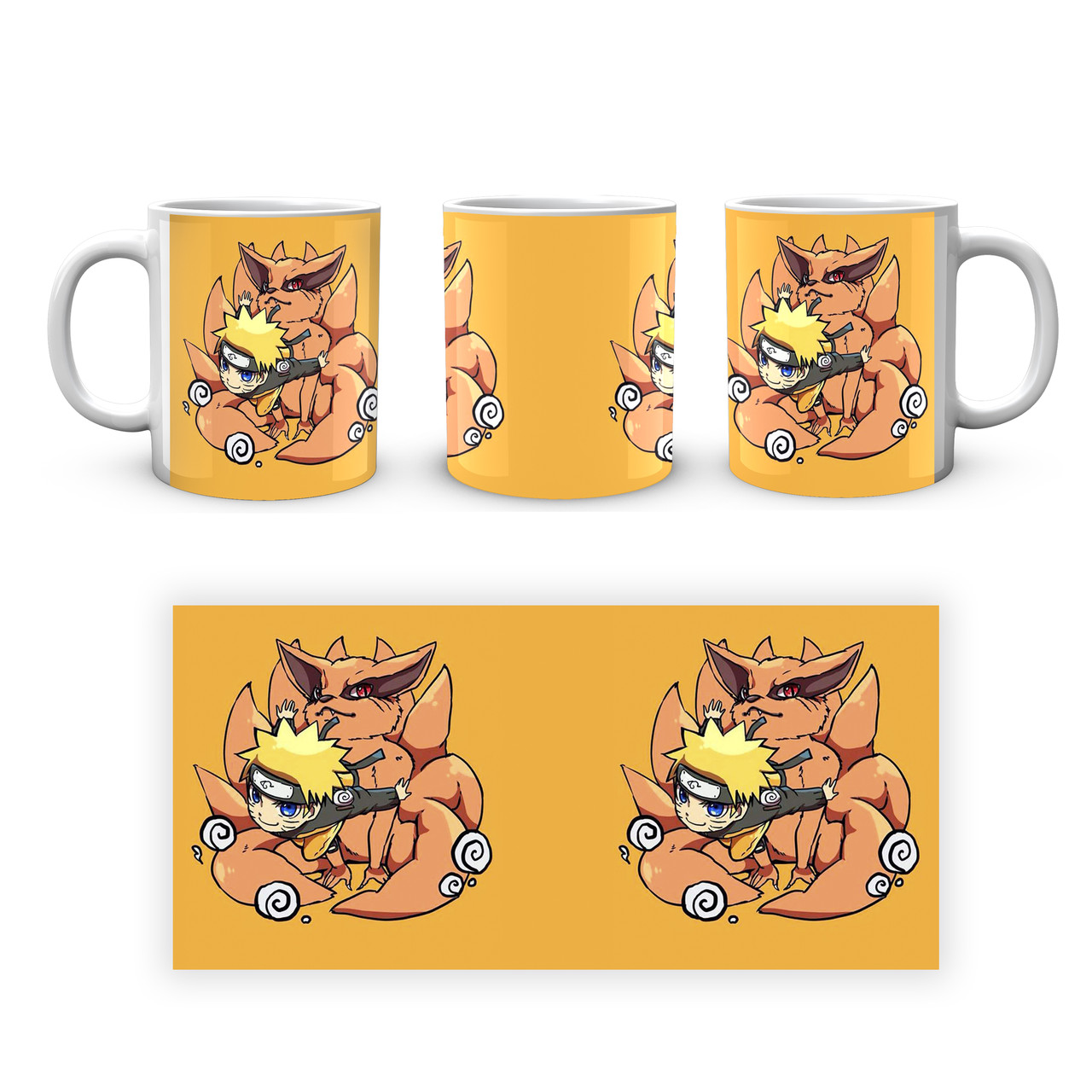 Кружка Geek Land біла Наруто Naruto Курама та Наруто чибі жовтий NA.02.303, фото 1