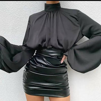 Блуза під горло з широкими рукавами,РОЗМІР ТІЛЬКИ  42(S)