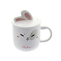 💙Кружка з кришкою та ложкою "Зайчик" 500 мл