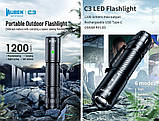 Ліхтар Wuben C3 (1200LM, Osram P9 LED, USB Type-C, IP68, Акумулятор 18650*2600mAh), фото 5