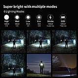 Ліхтар Wuben C3 (1200LM, Osram P9 LED, USB Type-C, IP68, Акумулятор 18650*2600mAh), фото 7