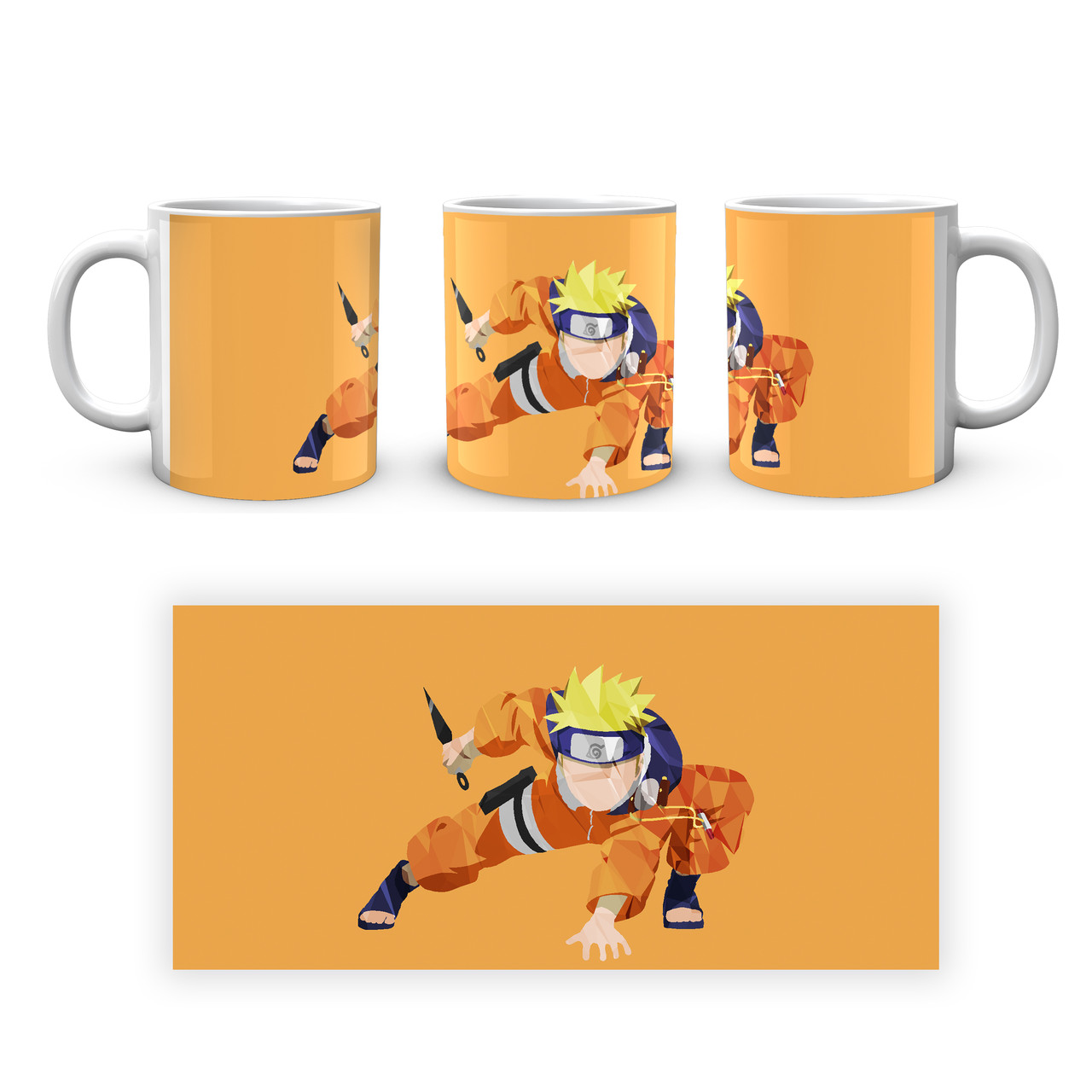 Кухоль Geek Land білий Наруто Naruto У стійці Вектор Без контуру NA.02.307, фото 1