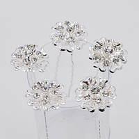 Шпильки для волосся 5 шт Срібляста Хризантема