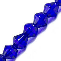 Бусини Гранні Біконус, Темно-синій, 6 мм/54шт УТ0029274