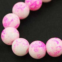 Бусини Офарбований мармур, Рожевий, 4 мм/200шт УТ000007527