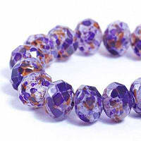 Бусини Лак, Окраш, Рондель, Фіолетово-жовтогарячий, 6х5 мм, 100 шт. Ут0030948