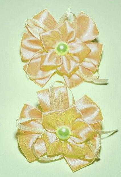 Гумка для волосся, квітка, намистина, бежевий (2 шт.) 11_9_42a8, фото 1