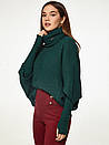 Жіночий джемпер з шапкою і мітенками смарагд Modna KAZKA MKSH2387-4, фото 4