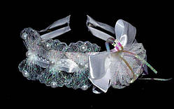 Обруч для волосся фатин білий бант