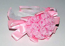 Обруч для волосся, фатин, рожевий, букет троянд 21_4_45