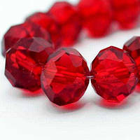 Бусини кришталь, рондель, розмір 4х3 мм, колір червоний прозорий (150 шт.)
