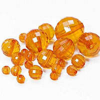 Бусини акрил прозорі, оранжевий, мікс (70~196шт) УТ0032614