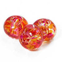 Бусини Лак, Рондель, Червоно-жовтогарячий, 12~13х9мм, 5 шт., УТ0030434