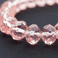 Бусини кришталь, рондель, розмір 4х3 мм, рожевий прозорий (150 шт.)