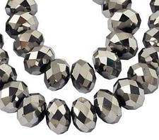 Бусини кришталь, рондель, розмір 6х4 мм, колір сріблястий (100 шт.)