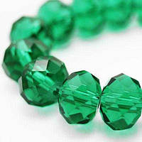 Бусини з кришталю, рондель, розмір 4х3 мм, колір смарагдово-зелений, прозорий (150 шт.)