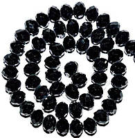 Бусини з кришталю, рондель 4х3 мм, колір чорний (150 шт.)