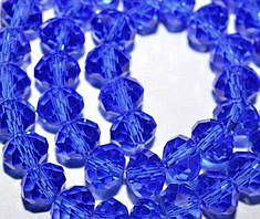 Бусини кришталь, рондель, розмір 4х3 мм, прозорий синій (150 шт.)
