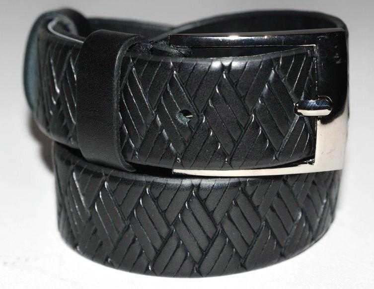 Ремінь із натуральної шкіри, дитячий, чорний, великий ромб, ширина 30 мм, ТМ "Диплом", (1 шт.), фото 1