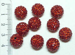 Намистини зі Стразами Шамбала 12 мм 5 шт Отвір 1,8 мм Полімерна Глина Червоний