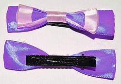 Качечка для волосся, бант атлас, бузковий з рожевим (2 шт.) 11_9_52a5