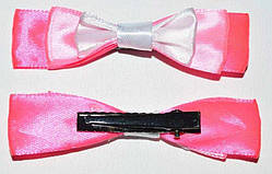 Качечка для волосся, бант атлас, білий з рожевим (2 шт.) 11_9_52a4