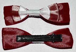 Качечка для волосся, бант атлас, бежевий з бордовим (2 шт.) 11_9_52a3