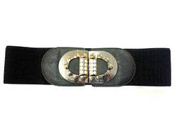 Пояс резинка овал 80 мм 60-100 см застібка гачок колір чорний Уцінка