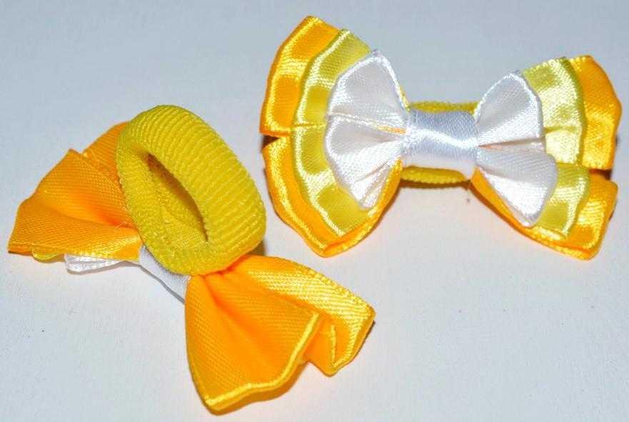 Бант атлас, беж із жовтим (2 шт.) 11_9_45a2, фото 1