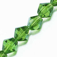 Бусини біконус, 8 мм, зелений (42 шт.) УТ0029269