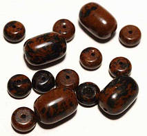 Бусини ОБСІДІАН МАХАГОН, мікс 8х12 мм, 7х3мм (46 шт.) 5_30_8а2