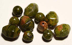 Бусини ЯШМА УНАКІТ, грані, мікс 8х12 мм, 7 мм (46 шт.) 5_30_12