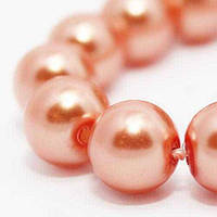 Бусини скло (перли), глянсові, круглі, 10 мм, кораловий (85 шт.) БА000000959