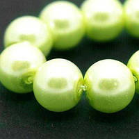 Бусини скло (перли), глянсові, круглі, 10 мм, салатовий (85 шт.) БА000000987