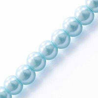 Бусини скло (перли), глянсові, круглі, 6 мм, циан(140 шт) УТ0002600