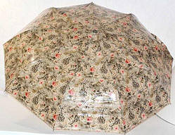 Парасолька чорний з бежевим, рожеві квіти 33_2_44a5